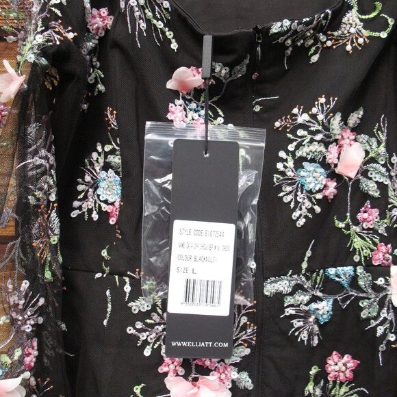 NWT Elliatt Gaia Black Floral Mini Dress Size L - Picture 13 of 15